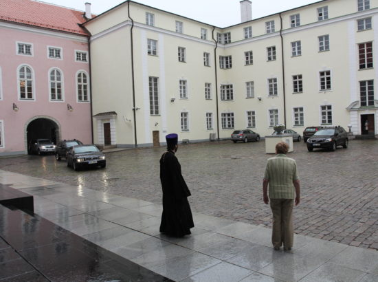 Riigikogu esimees Ene Ergma ja Moskva ja kogu Venemaa patriarh Kirill saatkonnaga